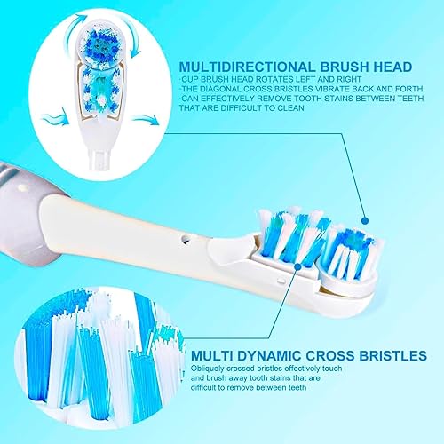 Miniatura 4 de Cabezales de repuesto eléctricos para cepillos de dientes (4 unidades), juegos giratorios sensibles de doble limpieza para Braun Oral B Cross Action