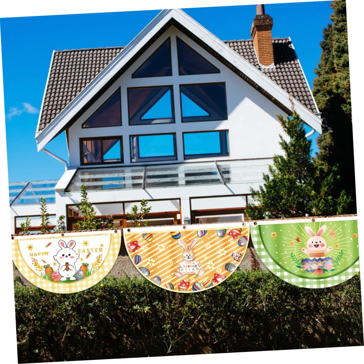 Kisangel 8piezas Banderines De Pascua Decorativos Banderín Forma Para Celebraciones Para Jardines y Porches Decoración De Feliz Pascua Creativo y Resistente