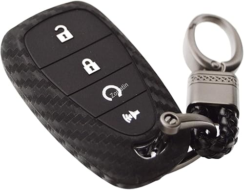 Funda de silicona de carbono para llavero inteligente de 4 botones Chevrolet Chevy Camaro Cruze Malibu Bolt Equinox Sonic Trax Volt 2016 2017 2018