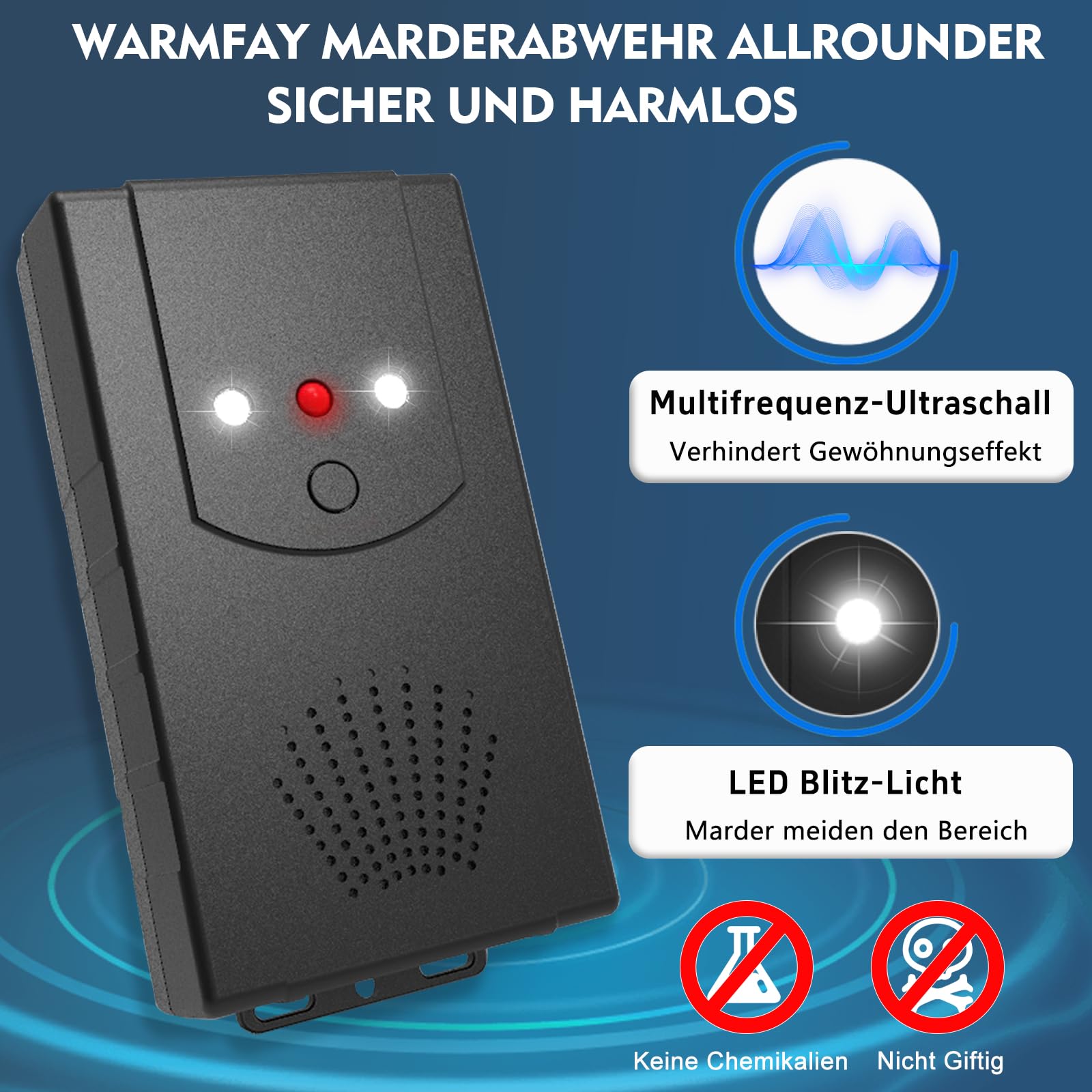 Marderschreck Auto Stop&Go Marderabwehrgerät Mit Ultraschall & Hochspannung - Effektiver Schutz Fürs Auto Marderschutz Auto