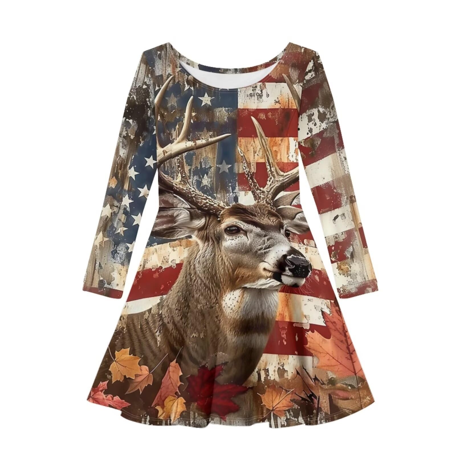 Guosanchn Girls Dress Little Kid Casual Dresses Long Sleeve Swing Dresses 3-14T