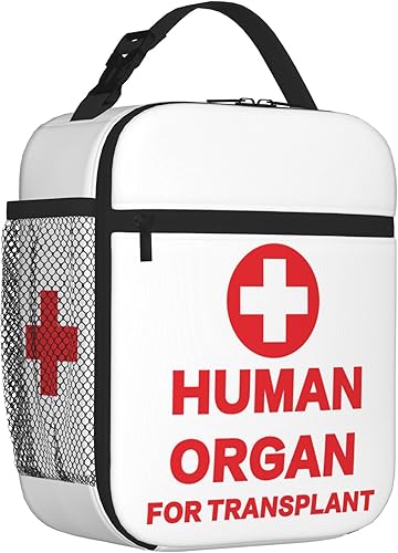 COEIOBEO Divertida lonchera aislada de órgano humano para trasplante, bolsa de almuerzo portátil reutilizable para mujeres, hombres y niños, regalo