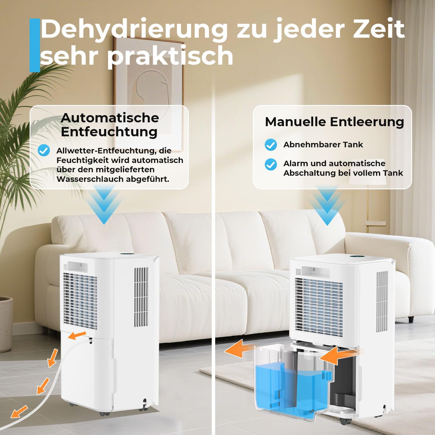 Osuszacz powietrza 16 l/dzień, elektryczny osuszacz powietrza 38 dB, osuszacz do pomieszczeń do 30 m², osuszacz powietrza z 3 trybami, wyświetlacz cyfrowy, timer 24 h, osuszacz do domu