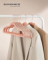 Vista 34 de SONGMICS UCRF029W05 - Paquete de 50 ganchos de terciopelo antideslizantes para trajes con muescas para el hombro, barra para pantalones, gancho