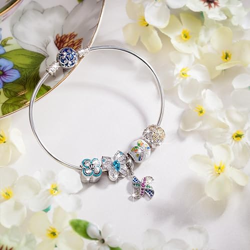 Miniatura 3 de NINAQUEEN Abalorio de plata de ley 925 Dance of Nature Butterfly circonita cúbica 5A y esmalte aplicado a mano caja de joyería incluida para regalo