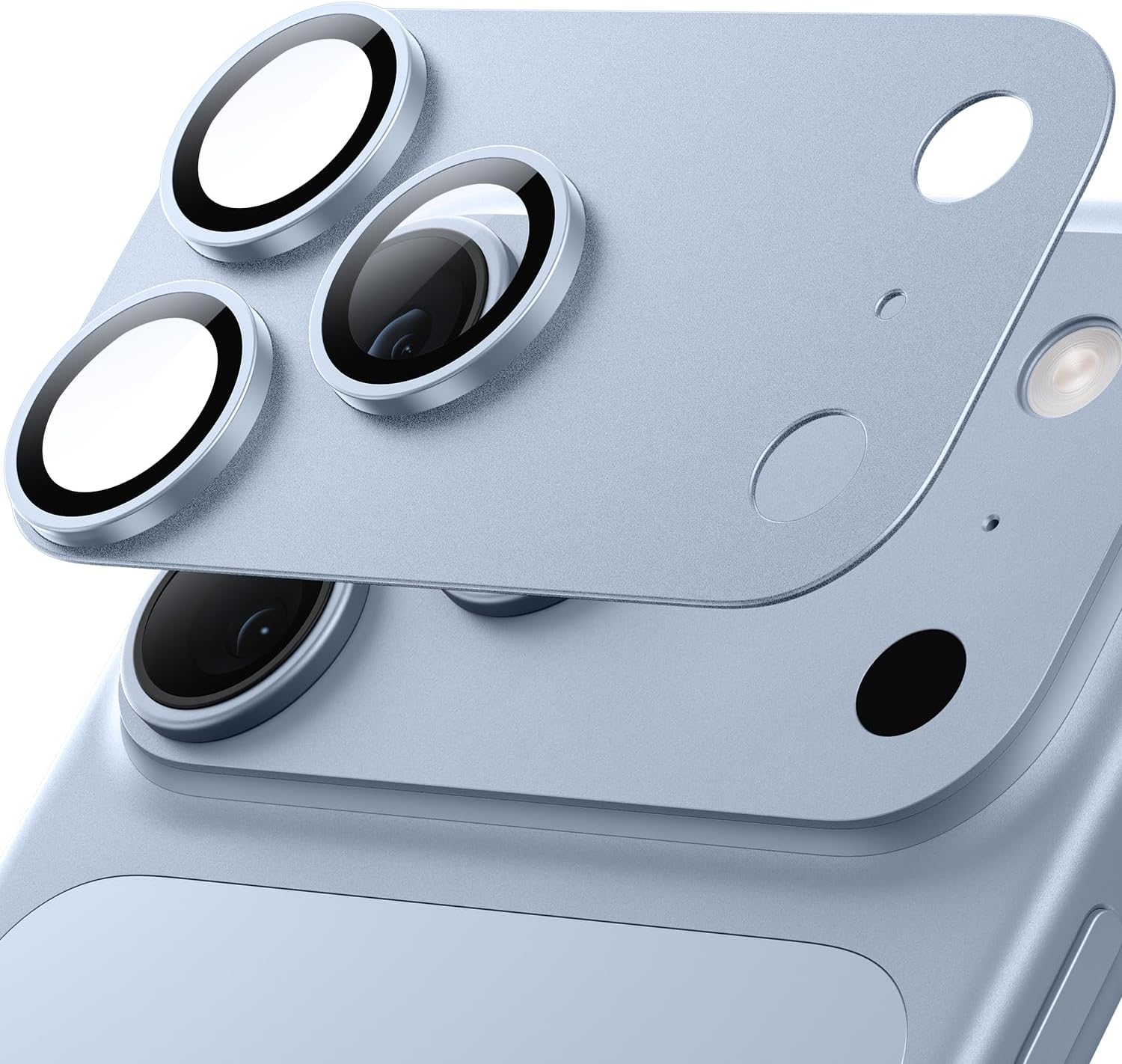Hoerrye for iPhone 18 Pro Max Camera Lens Protector - Matte Alloy, HD Clear | Military-Grade Protection, Metal Frame 9H+ Tempered Glass Cover, Case-Friendly, Strong Adhesion, Full Lens Coverage, Glacier