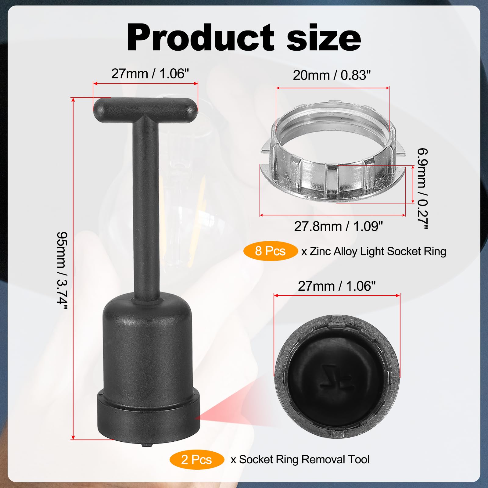 PATIKIL G9 Light Socket Rings Kit - Image 2