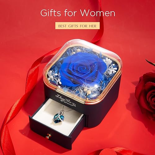 Miniatura 3 de EleShow Rosa púrpura real preservada, regalos de flores eternas para mamá, abuela, esposa, novia en Navidad, día de San Valentín, día de la madre,