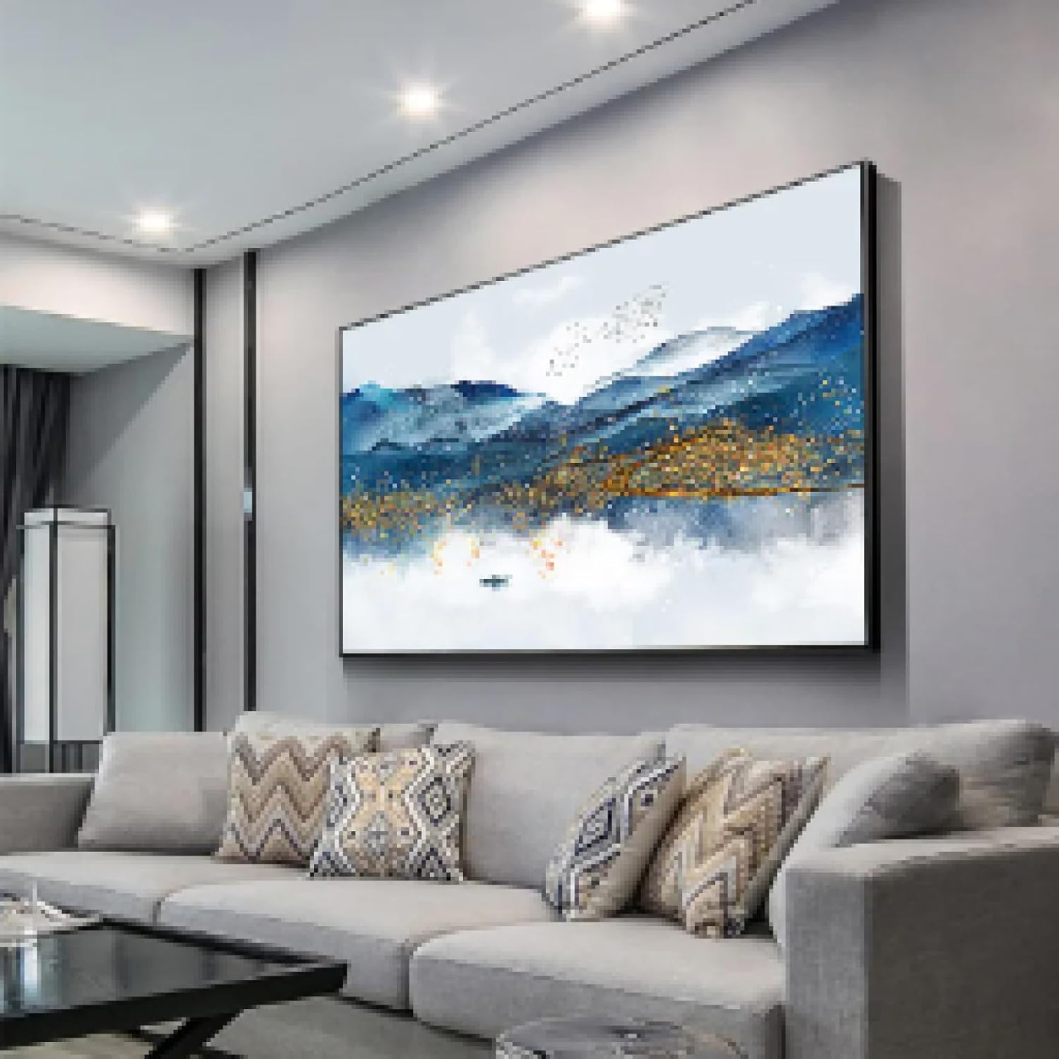 Oversized Wall Art Framed Abstract Mountain Landscape