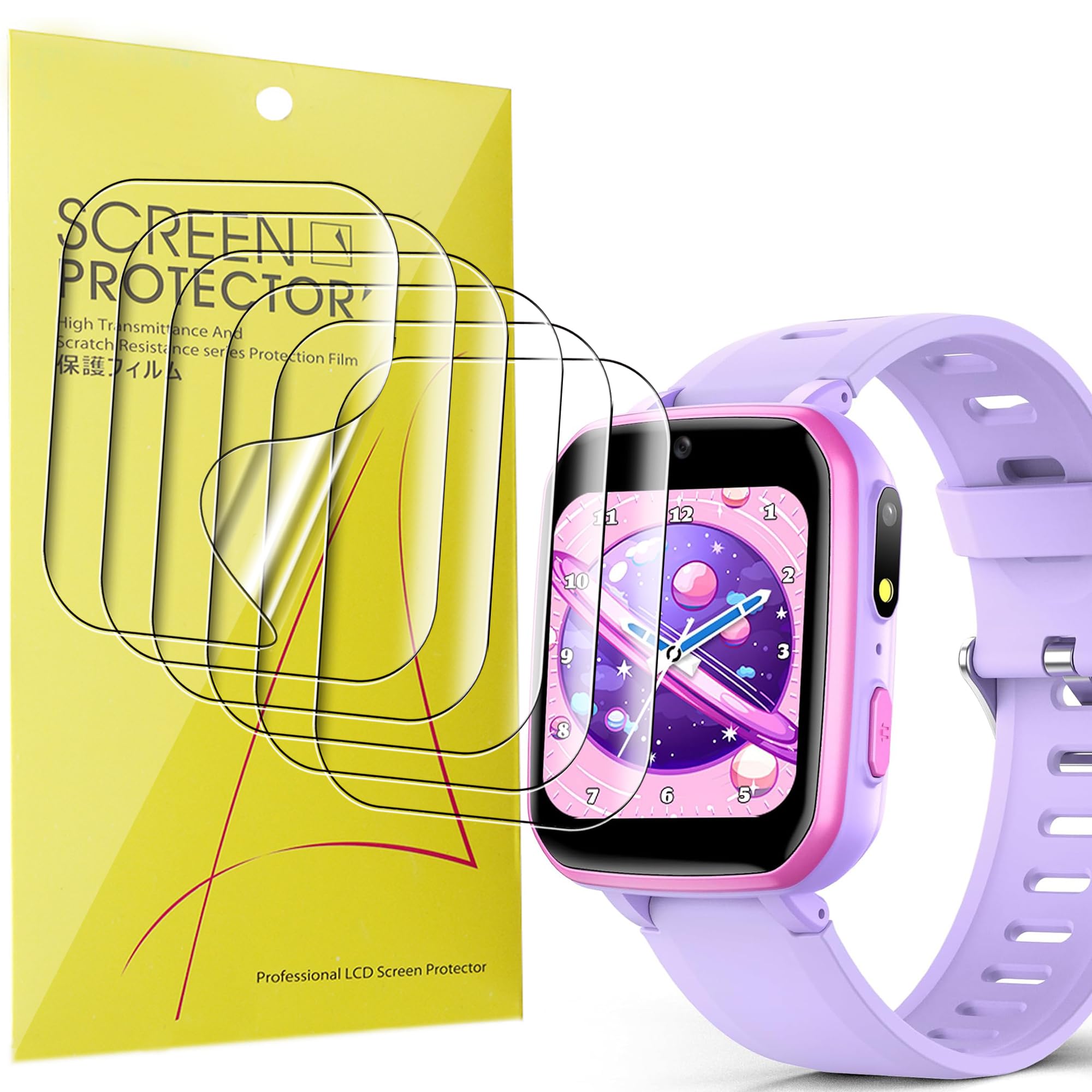 Compatible for meoonley Kids Smart Watch Screen Protector, Lamshaw Full Coverage TPU Clear Film Compatible for meoonley Kids Smart Watch ?2NI1207-DZ-0890 (TPU-6 Pack)
