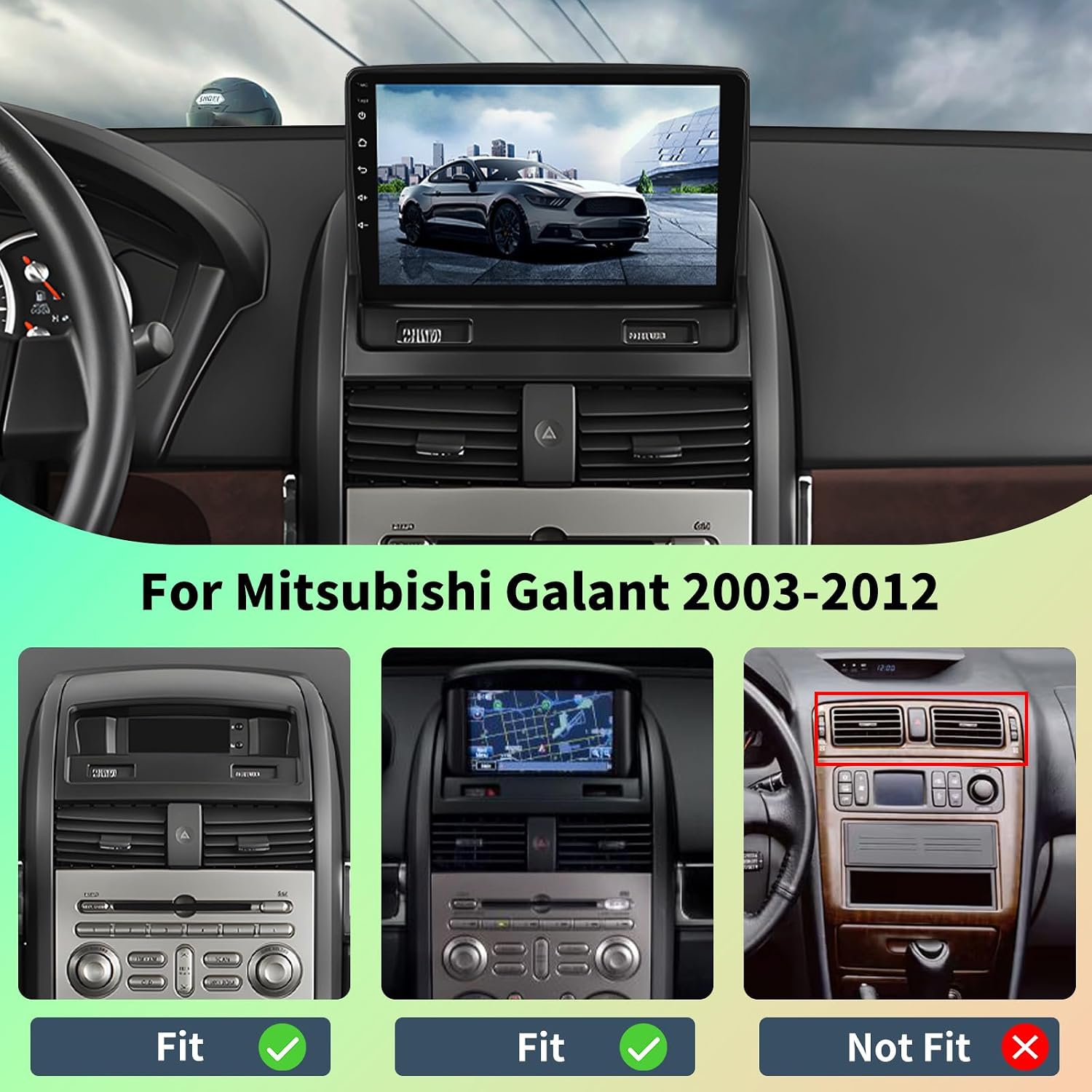 [2+64G] Android 15 Car Stereo for Mitsubishi Galant 2004-2012 with Wireless Carplay&Android Auto,9 Inch Touch Screen Car Radio with Mirror Link Bluetooth FM/RDS Radio WiFi GPS EQ SWC
