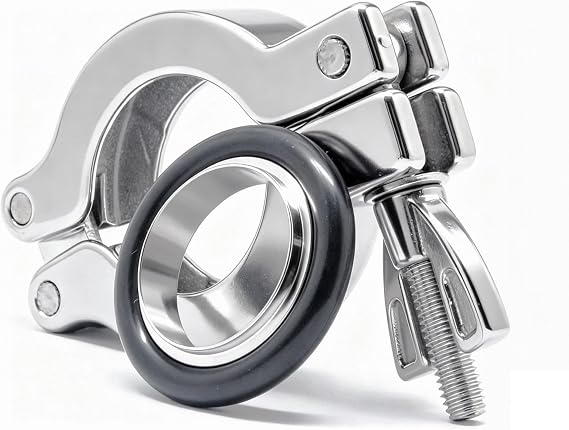 QiiMii KF-25 SS304 Wing Nut Clamp Flange Quick Clamp with Centering O-Ring (2 Pack)
