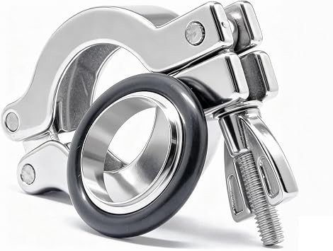 QiiMii KF-25 SS304 Wing Nut Clamp Flange Quick Clamp with Centering O-Ring (2 Pack)