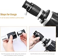 Vista 5 de Astromania Barlow Lens 5 x 1.25 pulgadas - TeleXtender de metal multicapa de 4 elementos para telescopio - Accesorios de telescopio de diseño