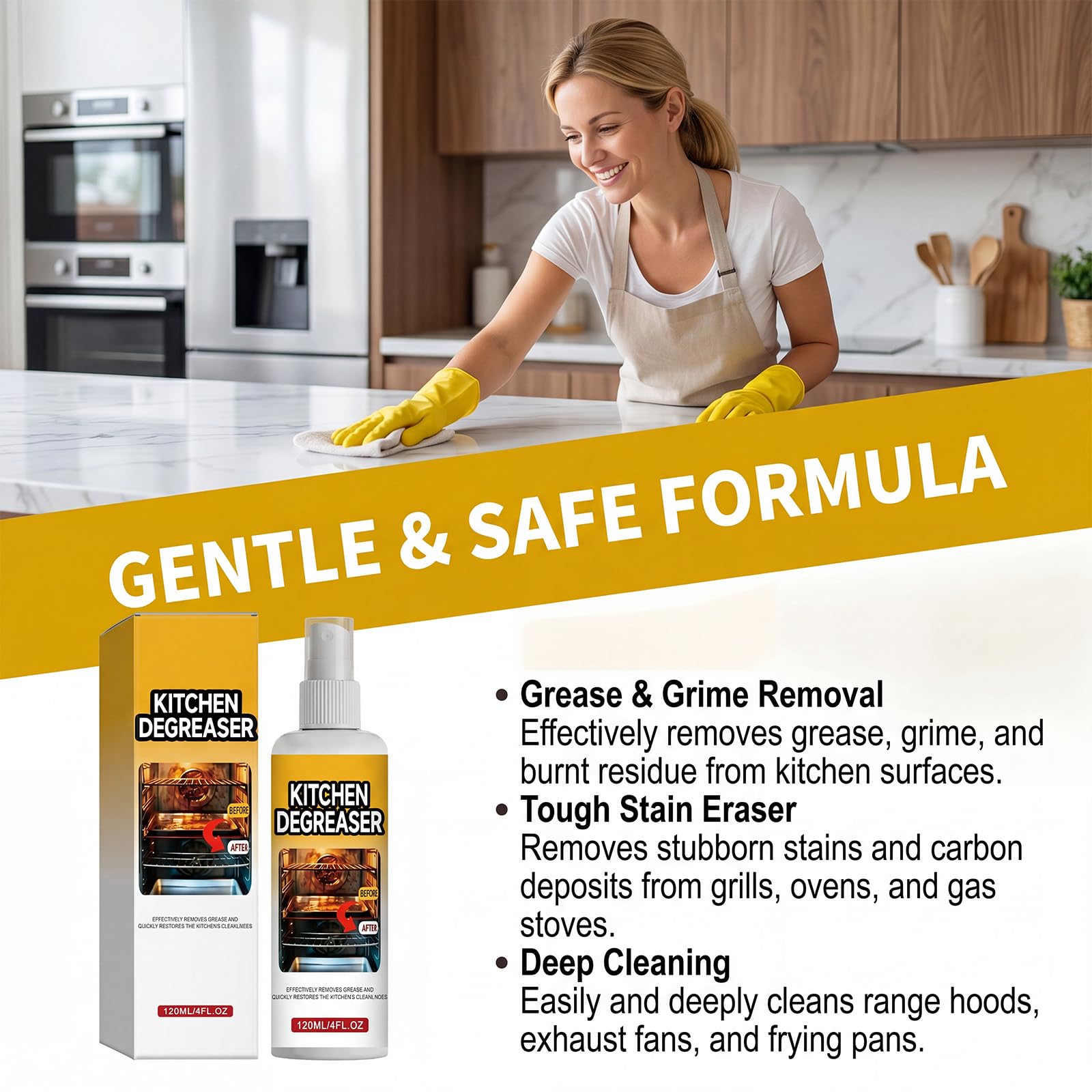 Fettlöser-Spray für Grills, Hochleistungs-Entfetter für Angebranntes und hartnäckiges Fett, Multifunktionaler Fettentferner für den Grill im Freien, Schnell wirkendes Grillreinigungsspray (6pcs)