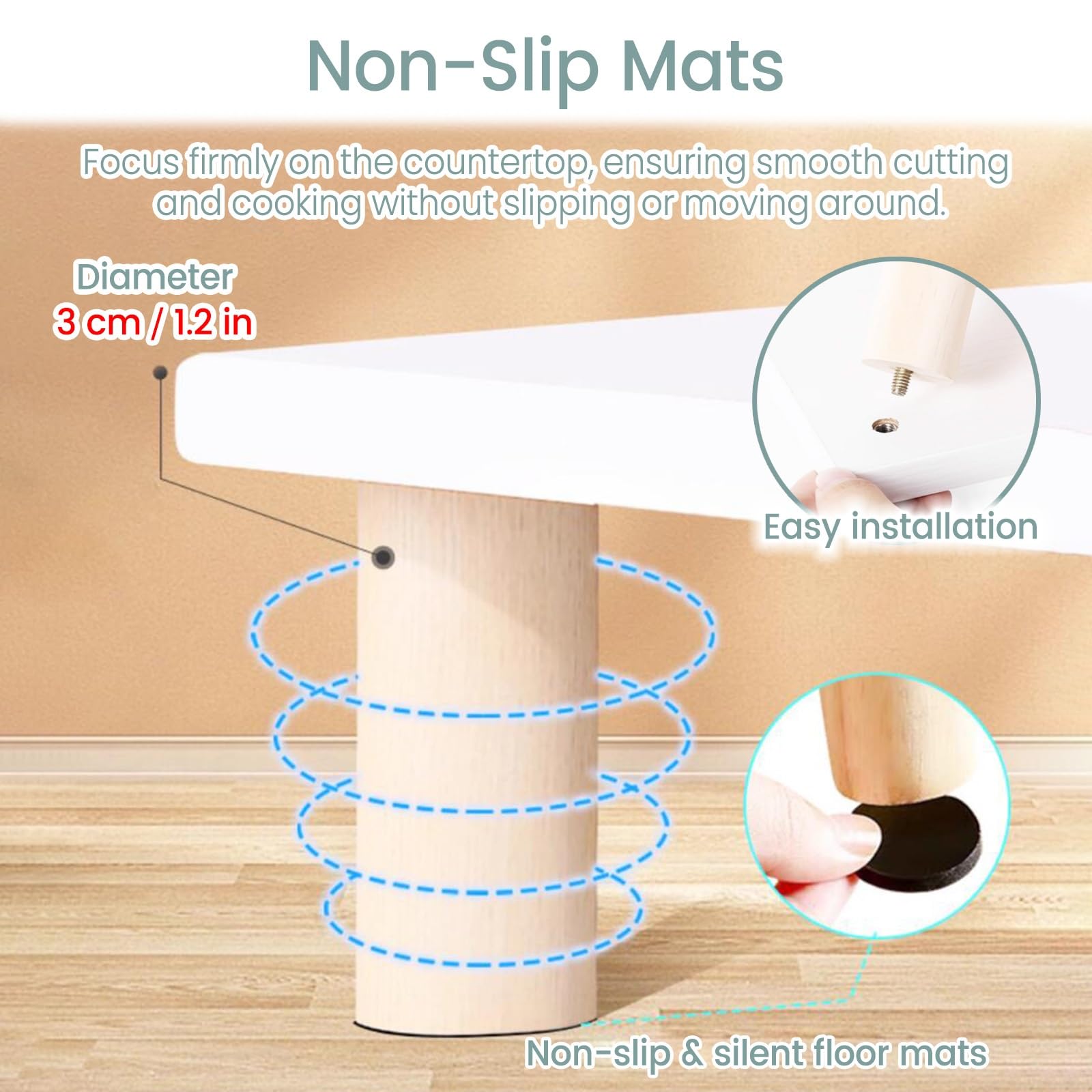 JYHHCYS Tapa encimera Gas Cubierta De Madera para Estufa, Resistente Al Calor Cubierta para Estufa con Patas Antideslizantes, Espacio Adicional para La Encimera De La Cocina(White,74x48xH9.6cm)