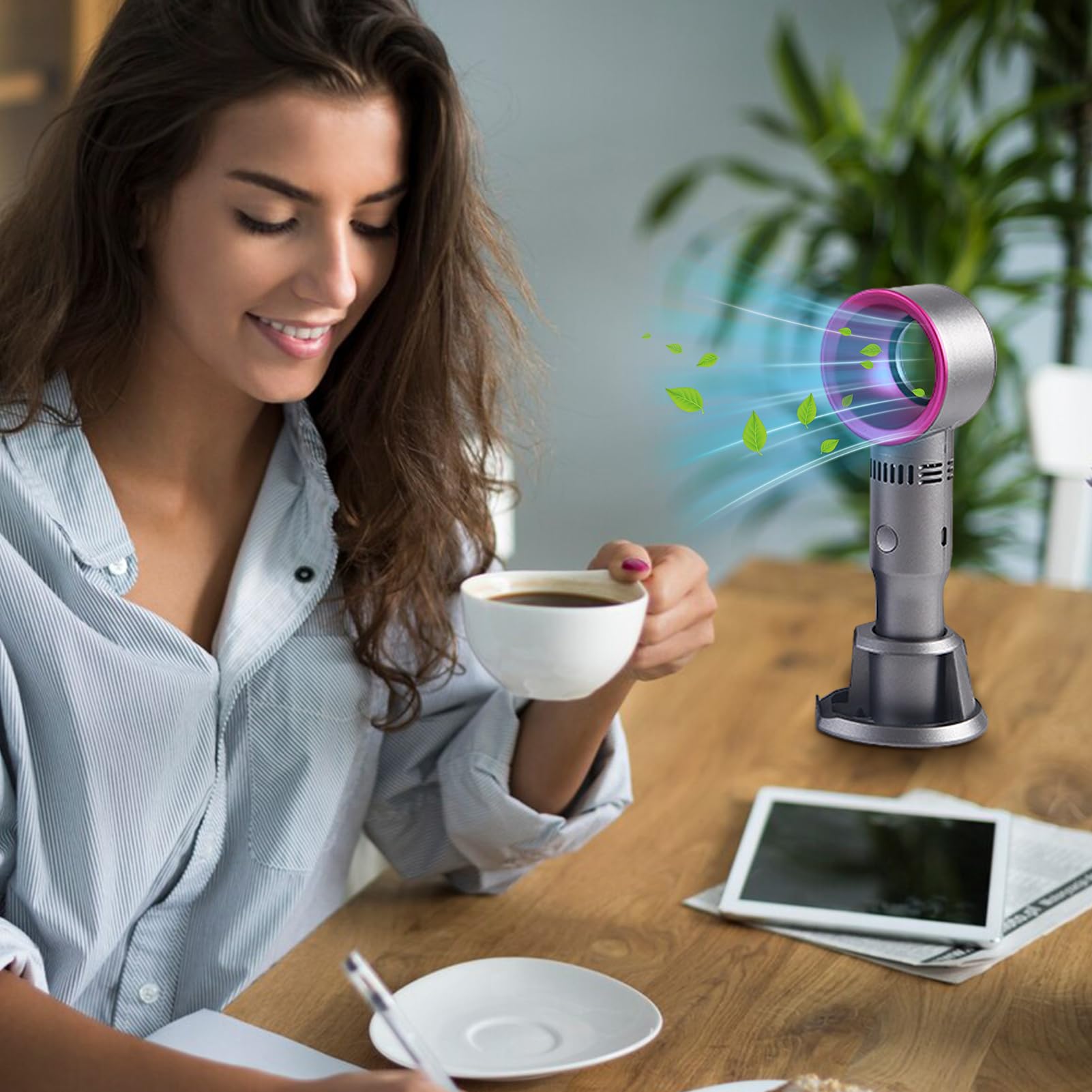 Ventilador de Bolsillo Portátil,Soplete sin aspas | Ventilador de Mano para Refrescar al Aire Libre - Para Mujeres Interior Exterior Viaje Maquillaje Senderismo Camping Playa Carreras