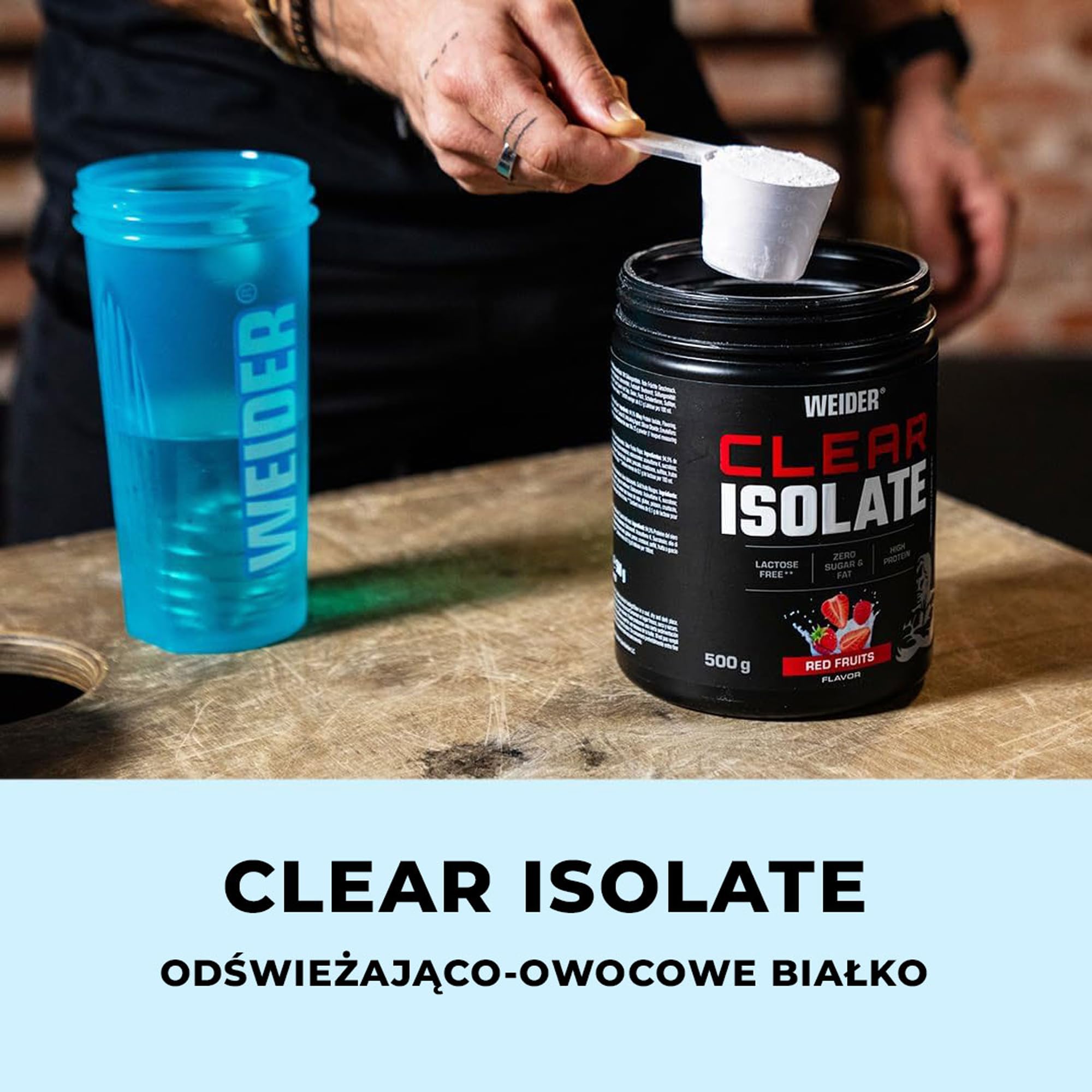 WEIDER Clear Whey izolat, owocowy izolat białka serwatkowego o wysokiej zawartości białka do orzeźwiających koktajli białkowych, pierwszorzędny proszek białkowy w jakości premium, bez cukru, Peach Ice