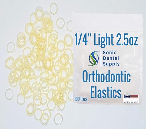 Bandas elásticas ortodónticas de 1/4 de pulgada, paquete de 100 unidades, látex natural, bandas de goma pequeñas ligeras de 2.5 onzas, frenillos,