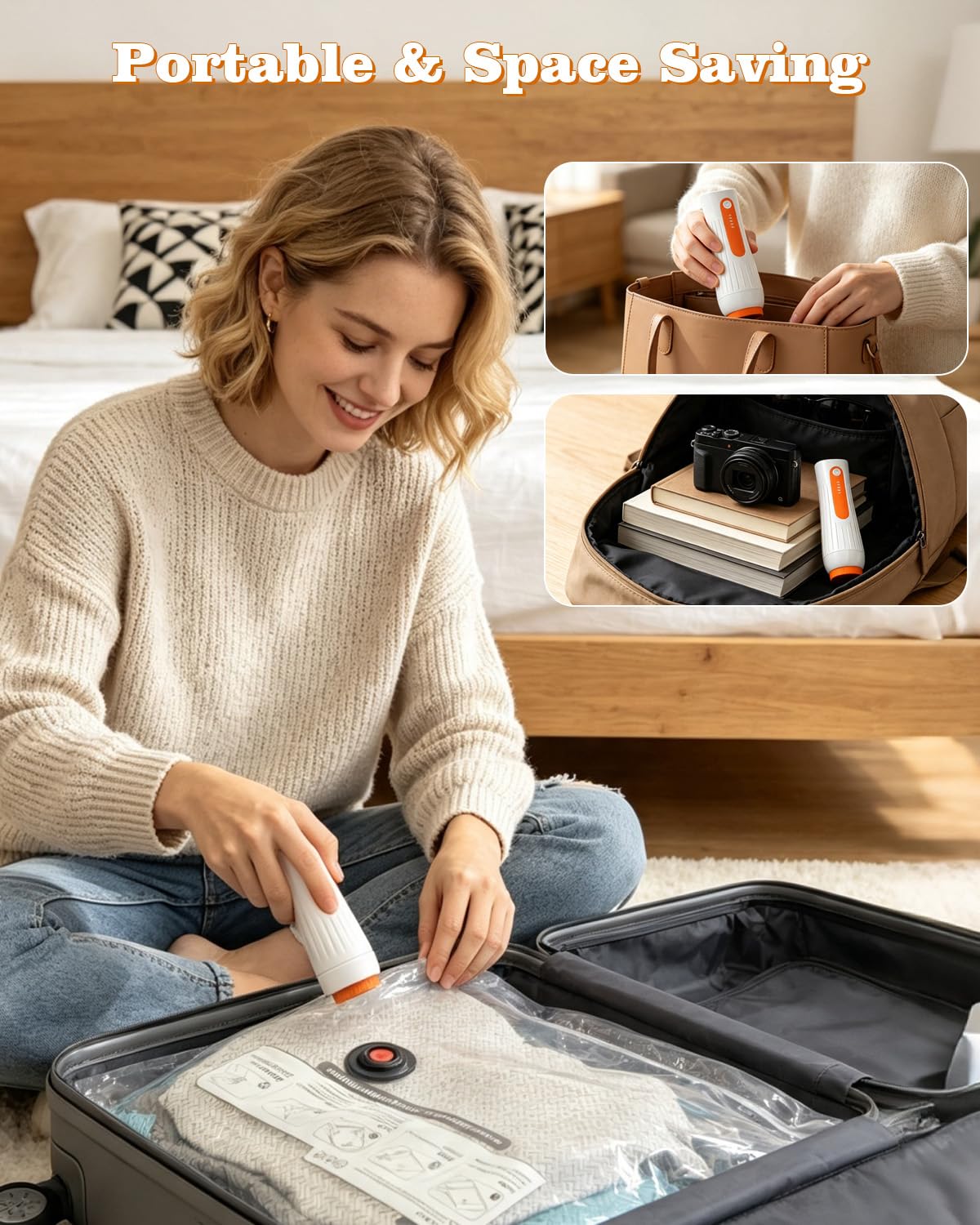 Bolsas de Vacío para Viaje con Bomba Eléctrica, Paquete de 15