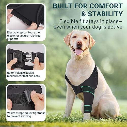 Miniatura 6 de Codera para perro, transpirable y ajustable, soporte de pierna delantera para artritis, higroma, úlceras por presión y callos, envoltura suave para