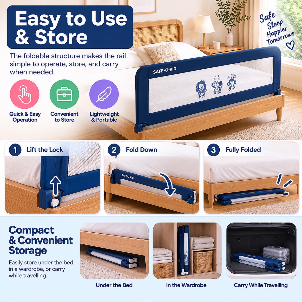 Safe-O-Kid Bed Rail Guard - Baby Safety -2