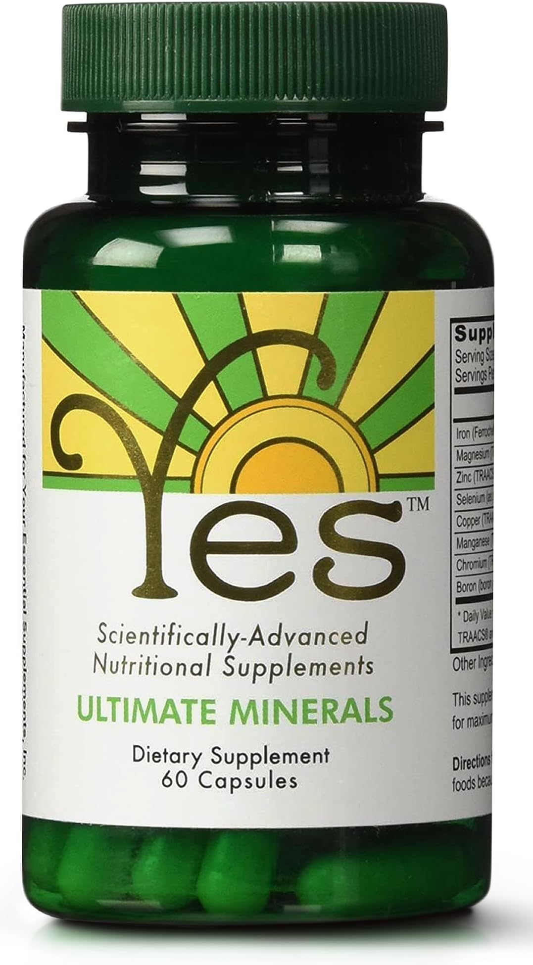 YES Ultimate Minerals Supplement 60ct for Mineral Deficiency Support: Iron, Magnesium, Zinc, Selenium, Copper, Manganese, Chromium, Boron. (Vegetable Capsule)