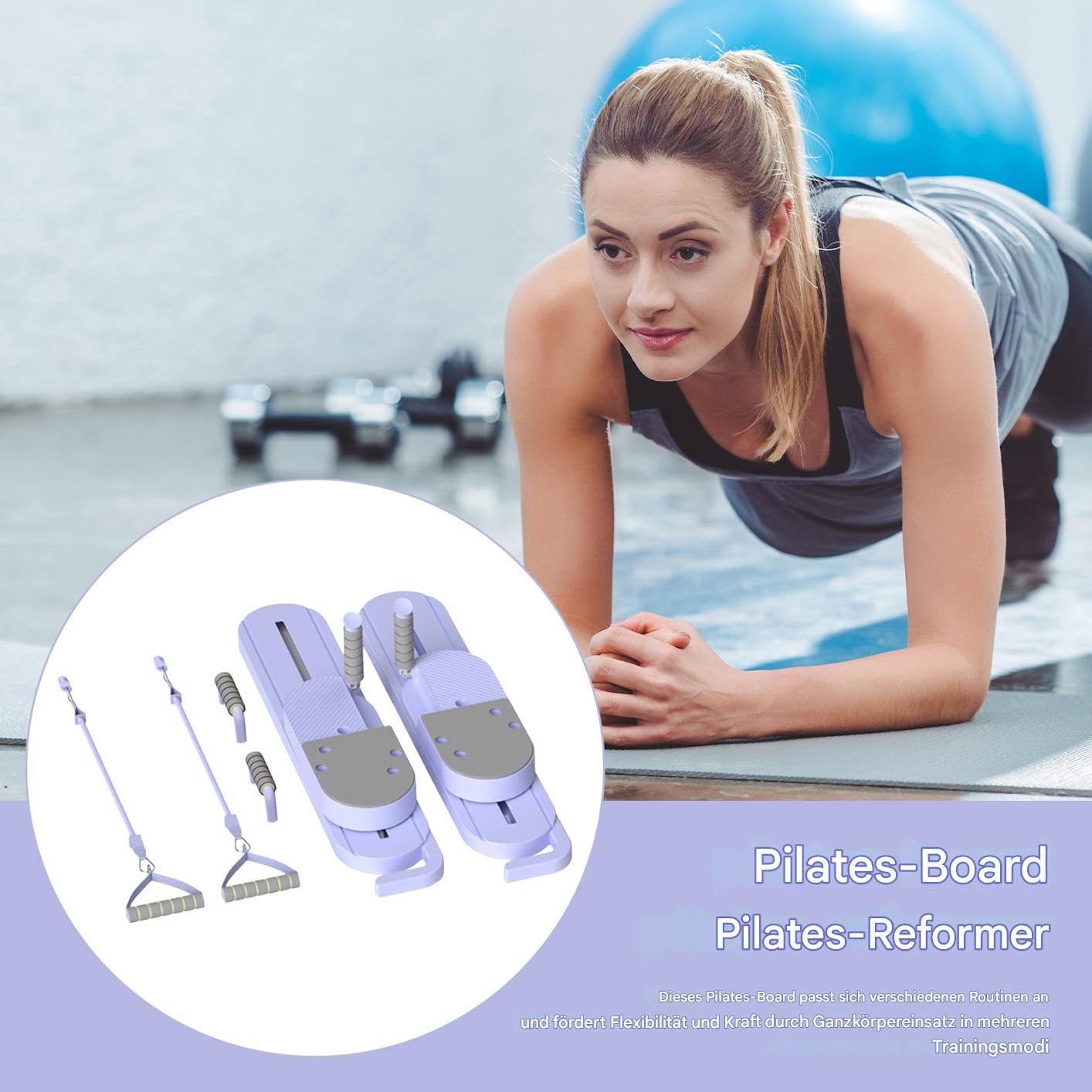Pilates Reformer - Reformador portátil de pilates, entrenador abdominal multifunción para entrenamiento de fuerza del tronco, piernas, entrenamiento de brazos, entrenamiento de equilibrio, deportes de