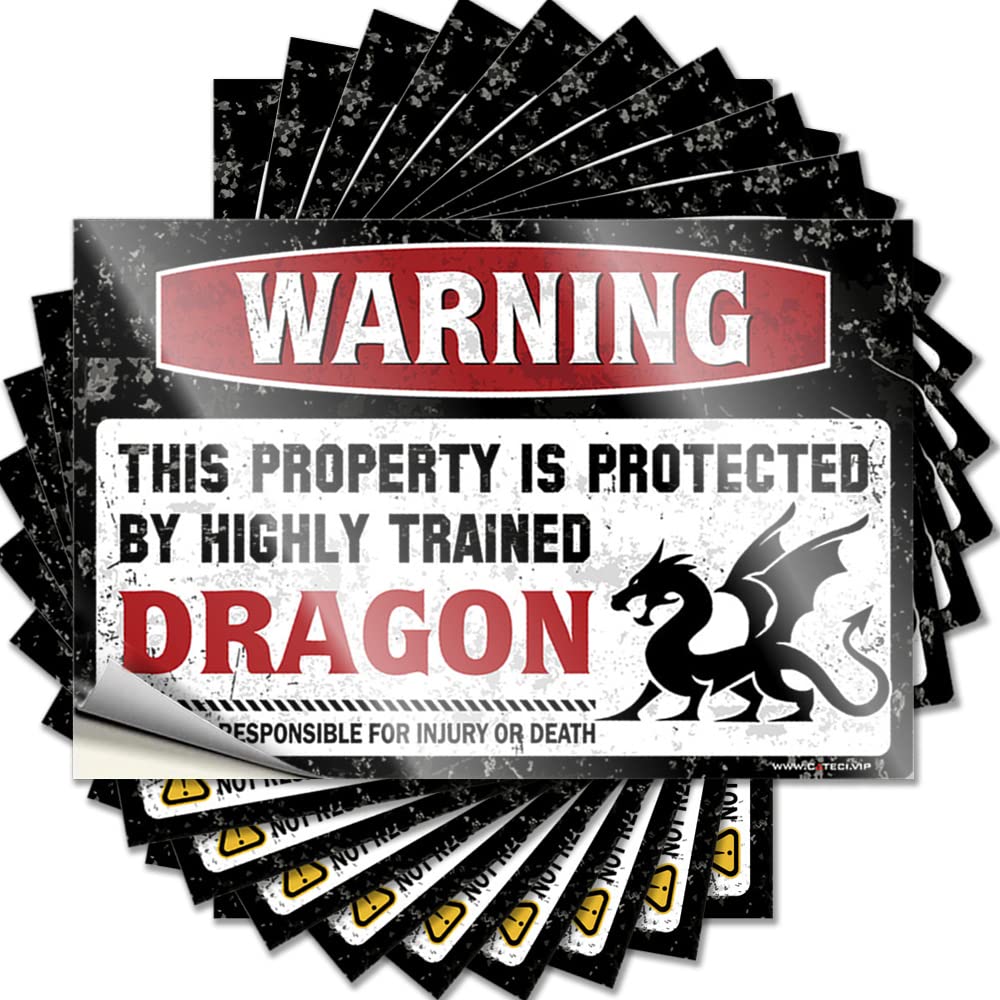 Fzfn Colour Warning This Property Is Protected By A Highly Trained Dragon Teen Personalized - Lettering Sticker Garage Waterproof Decal(8X12cm)