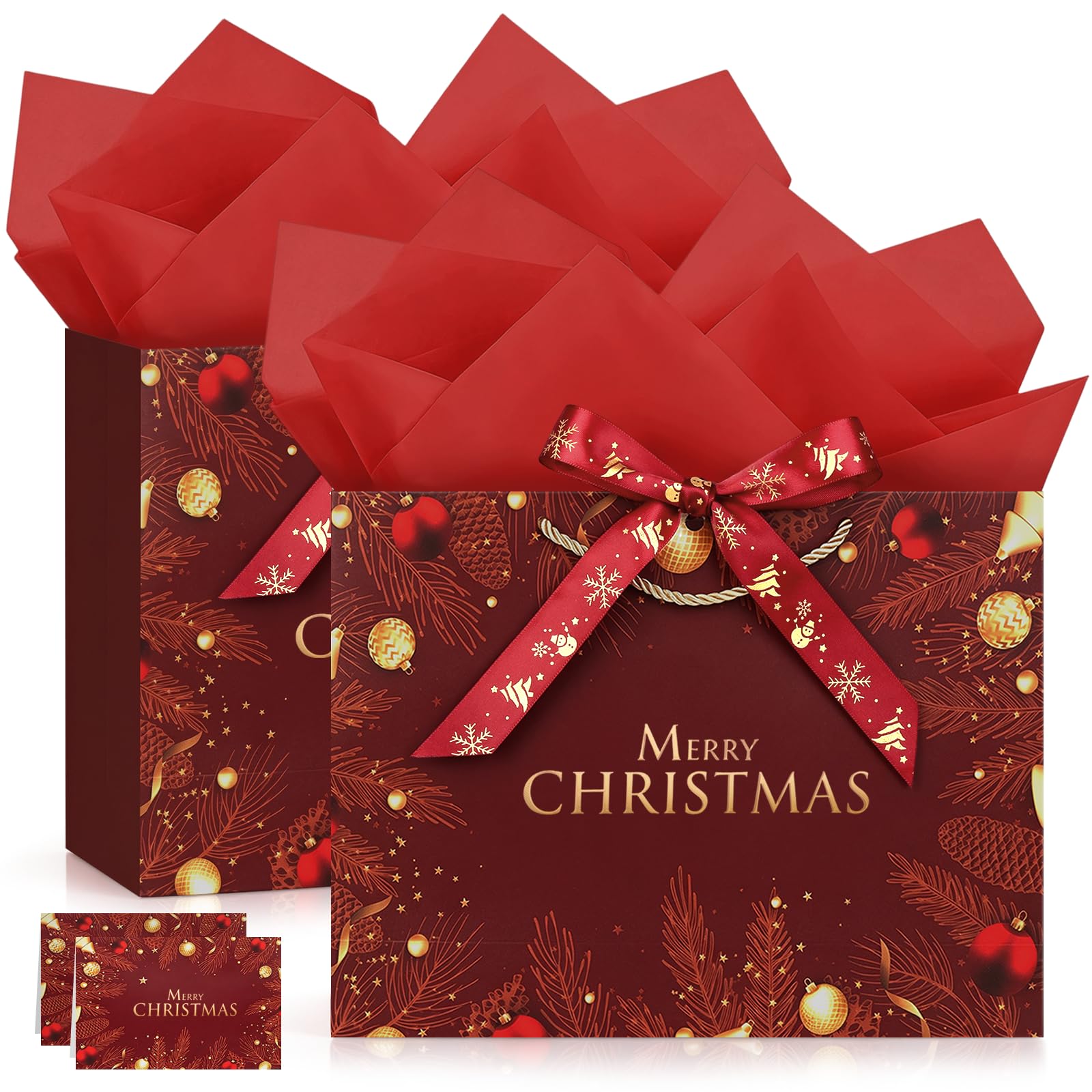 JMANNI 2Pcs Large Wine Red Christmas Gift Bag for Presents, Xmas Gift Bags โ image 1