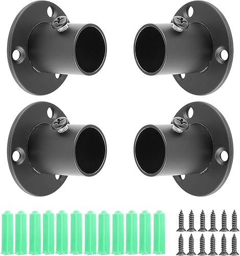 Jiozermi Soportes de barra de cortina de acero inoxidable, paquete de 4 soportes duraderos de 1 pulgada para barra de cortina de armario, soporte