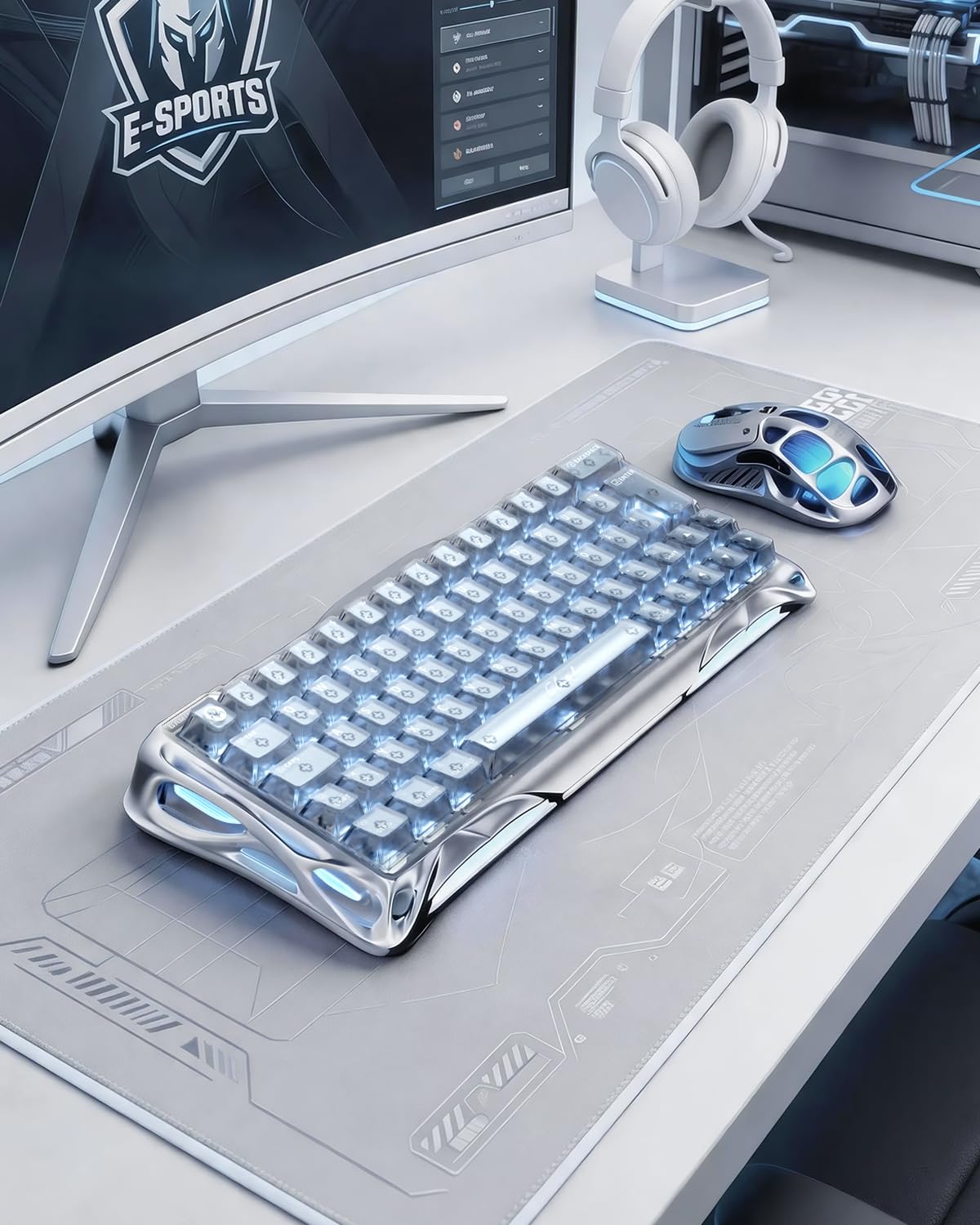 GravaStar Mercury V60 Pro 60% Teclado Gaming de Efecto Hall, Teclado Rapid Trigger con 8000 Hz, interruptores magnéticos, Snap Tap, Aluminio CNC, RGB, para FPS,CS2,PC/Mac (Silver Frost, QWERTZ)