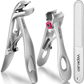 Nail Clippers for Seniors, Wide Jaw Fingernail Clippers and Angled Head Toenail Clippers for Thick Nail, Professional German Nail Clippers for Men, Women&Pregnant,Sliver