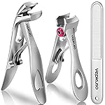 Vepkuso Nail Clippers for Seniors, Wide Jaw Fingernail Clippers and Angled Head Toenail Clippers for Thick Nail, Professional German Nail Clippers for Men, Women&PregnantSliver