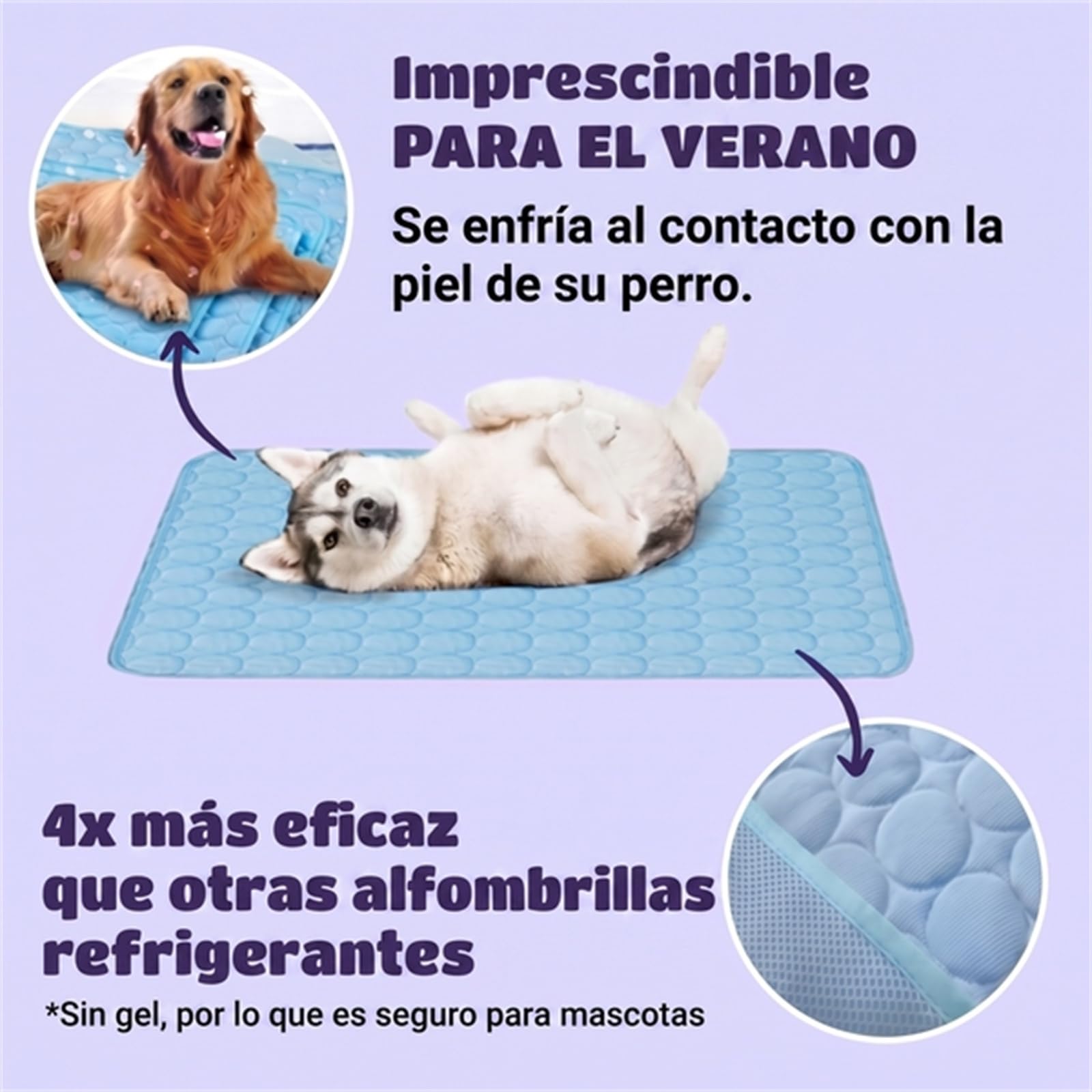 Novaras Alfombrilla Fresca portátil Lavable para Mascotas | Ideal para verano, ligera, plegable, cómoda para perros y gatos, fácil de transportar y limpiar para uso diario