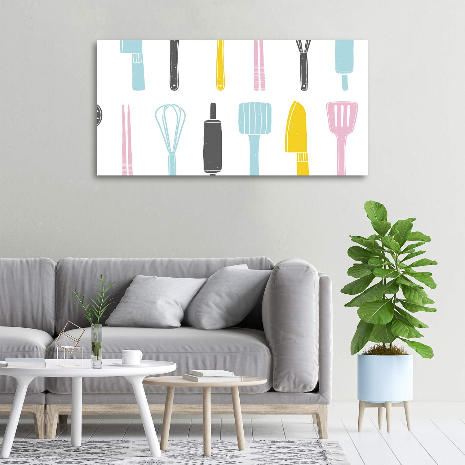 Tulup Tirages sur toile - art mural - tirages sur toile - thème d'image - 100x50 cm - Nourriture et boissons - Multicolore - Ustensiles De Cuisine