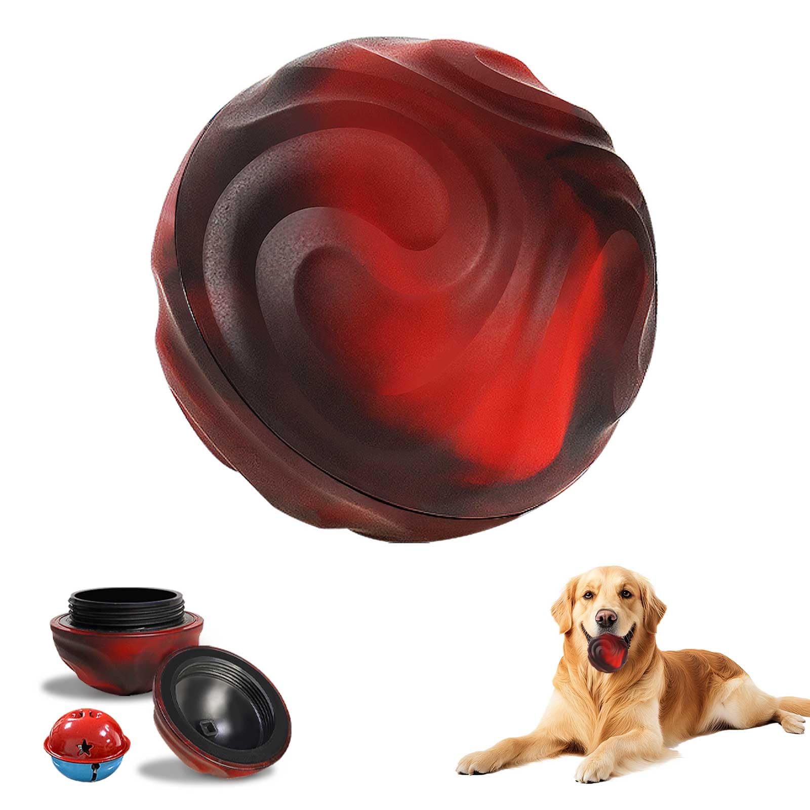 Yipetor Interactive Dog Toys Ball Unswallowable 3 3In Durable Replaceable Shell Rubber Dog Chewer Ball with Little Bell