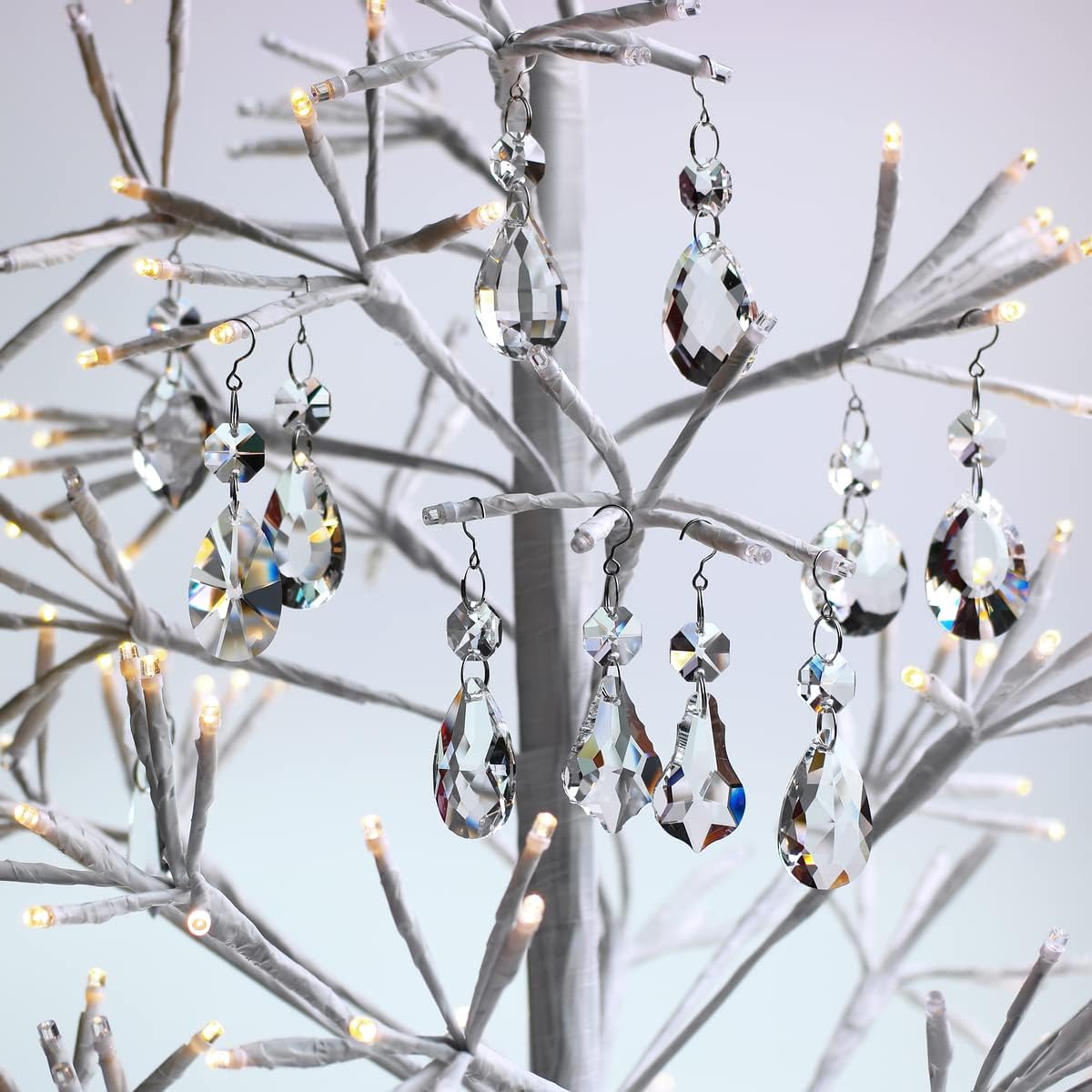 12pcs Glass Crystal Chandelier Prisms, Rainbow Hanging Crystals Suncatcher for Windows, Home Decoration