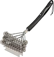 Cuisinart Triple Coil Grill Brush 17" Bristle-Free Stainless Steel with Wide Scraper - Safe Cleaning for All Grates & BBQs