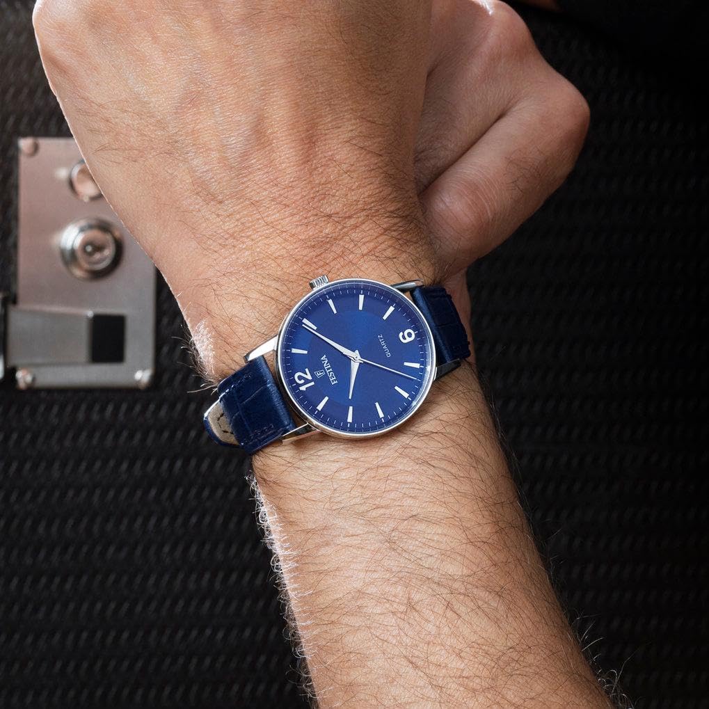 Festina Montre Homme Analogique en Cuir Bleu