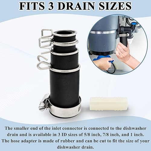 Miniatura 4 de Adaptador de manguera de drenaje para lavavajillas para eliminación de basura, conector de lavavajillas, kit de conector de manguera de lavavajillas