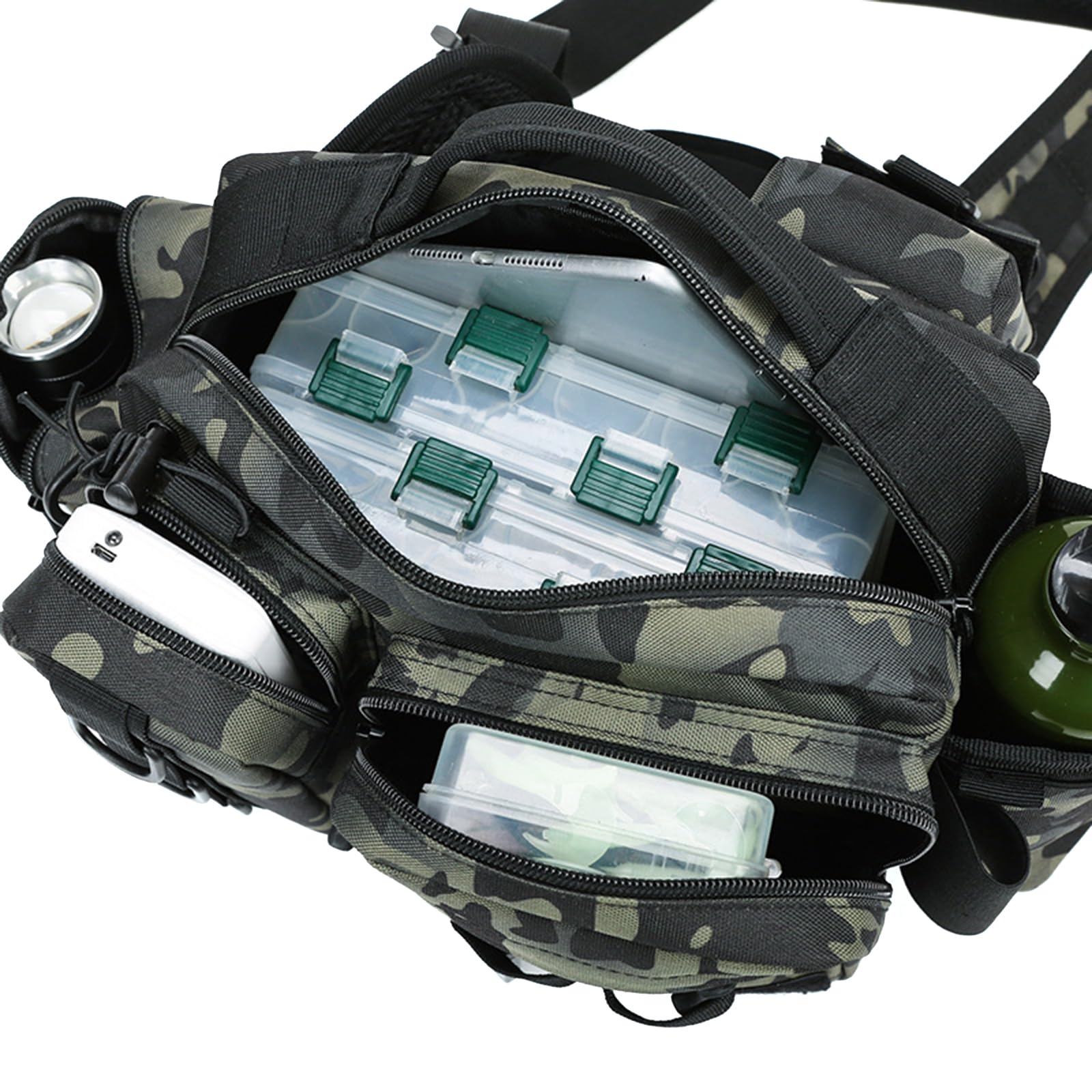Borsa da campeggio di grande capacità impermeabile multifunzionale esche marsupio borsa a tracolla all'aperto borsa da pesca borsa per esche borsa da pesca borsa per attrezzi da pesca borsa