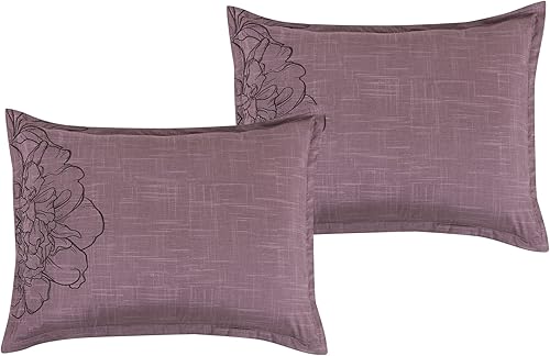 Miniatura 2 de ESCA Keeya - Juego de edredón bordado de flores moradas de 7 piezas, transpirable, para todas las estaciones, suave y ligero, tamaño Queen