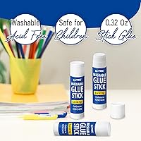 Vista 2 de Barras de pegamento a granel para aulas, barras de pegamento blanco para niños, 12 unidades, 0.32 onzas, lavables para todo propósito, para niños