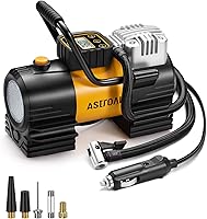 AstroAI Portable Tire Inflator Air Compressor 150 PSI Digital Pump for Car Tires, Bike, Motorcycle - 12V DC with 12 Super Bright LEDs