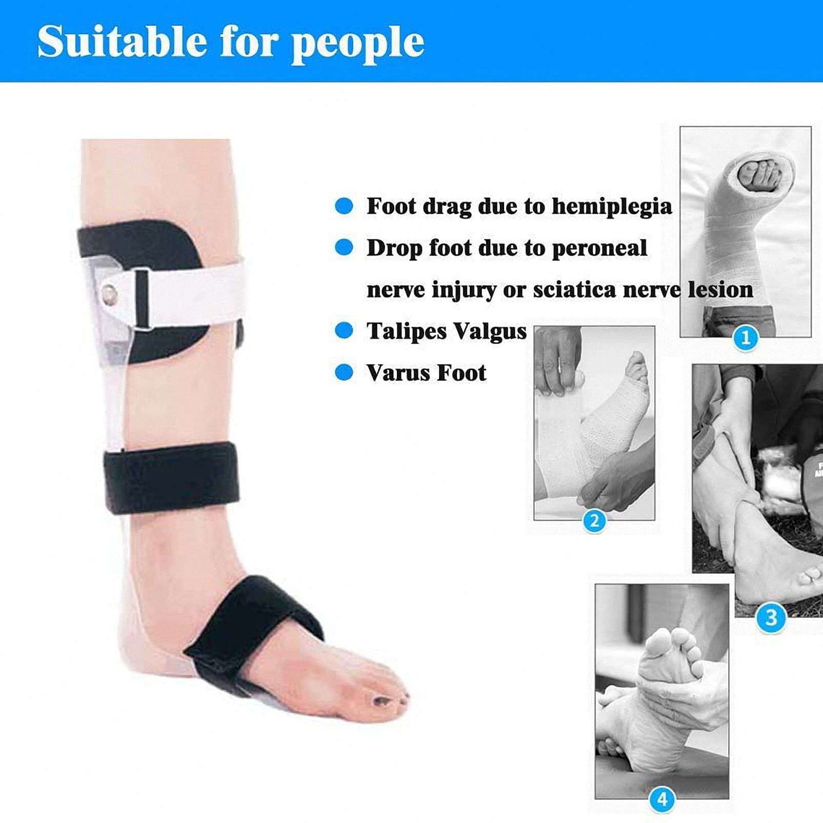 Tutore di supporto per piede afo per lesioni ai nervi, posizione del piede, ortesi della caviglia e del piede, correzione posturale medica