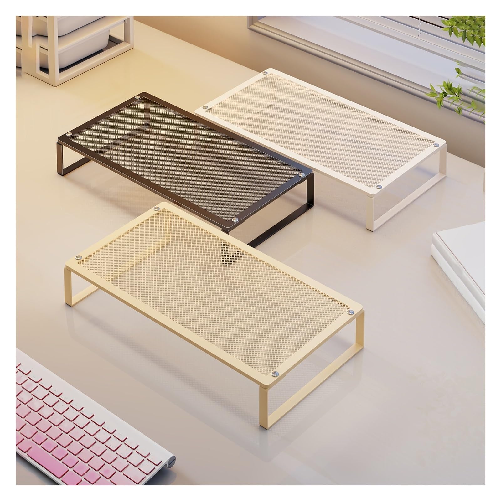 Podstawka pod Monitor, Wytrzymały Organizer Półkowy, Podwyższenie pod Monitor, Platforma Podnosząca Urządzenia Codziennego Użytku, do Domu, Łazienki i Biura(White)