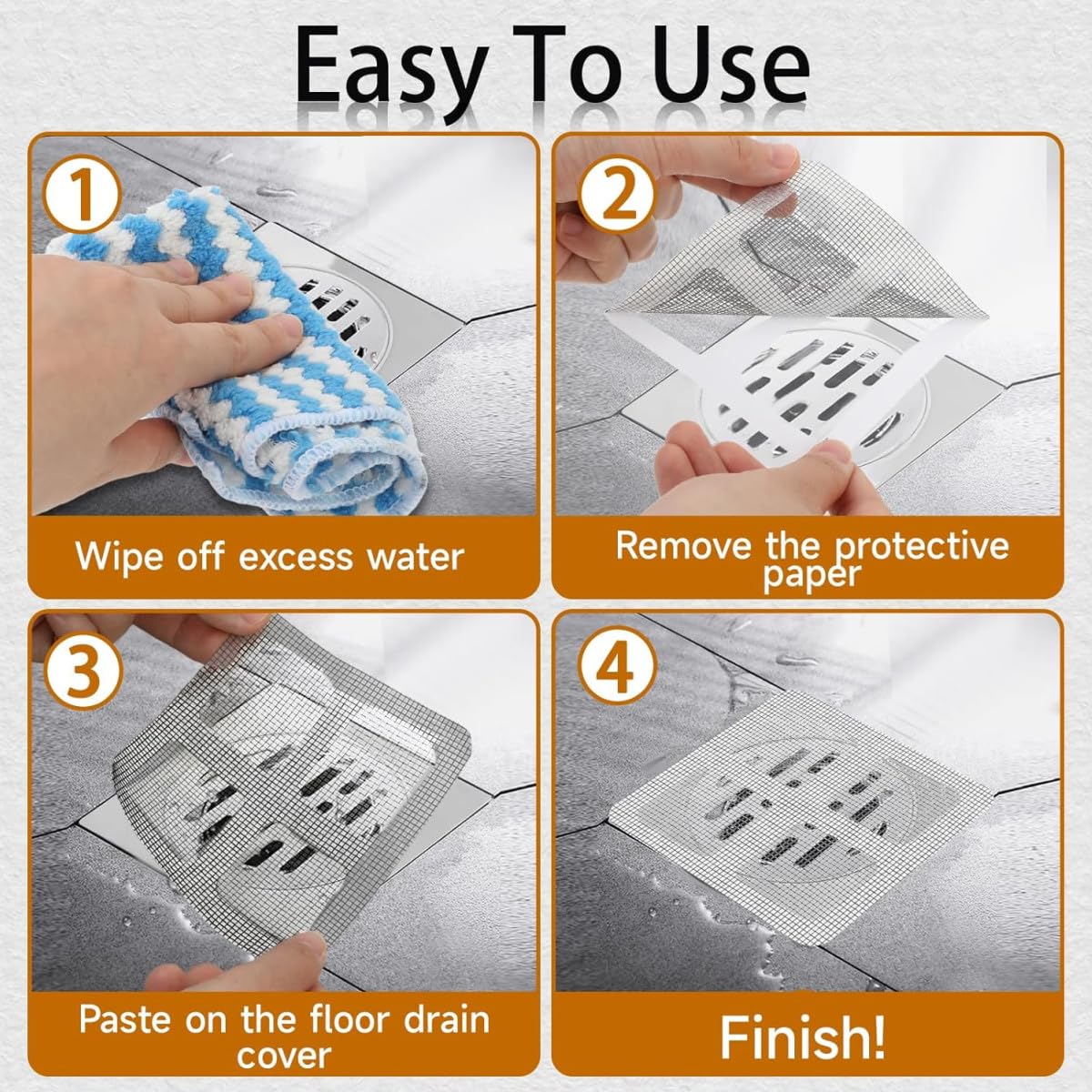 Bessy shop Floor Drain Sticker,100PCS Shower Hair Catcher Sink Drain Cover Mesh Stickers for Bathroom Accessories Apartment Essentials for Kitchen Sink - Image 3