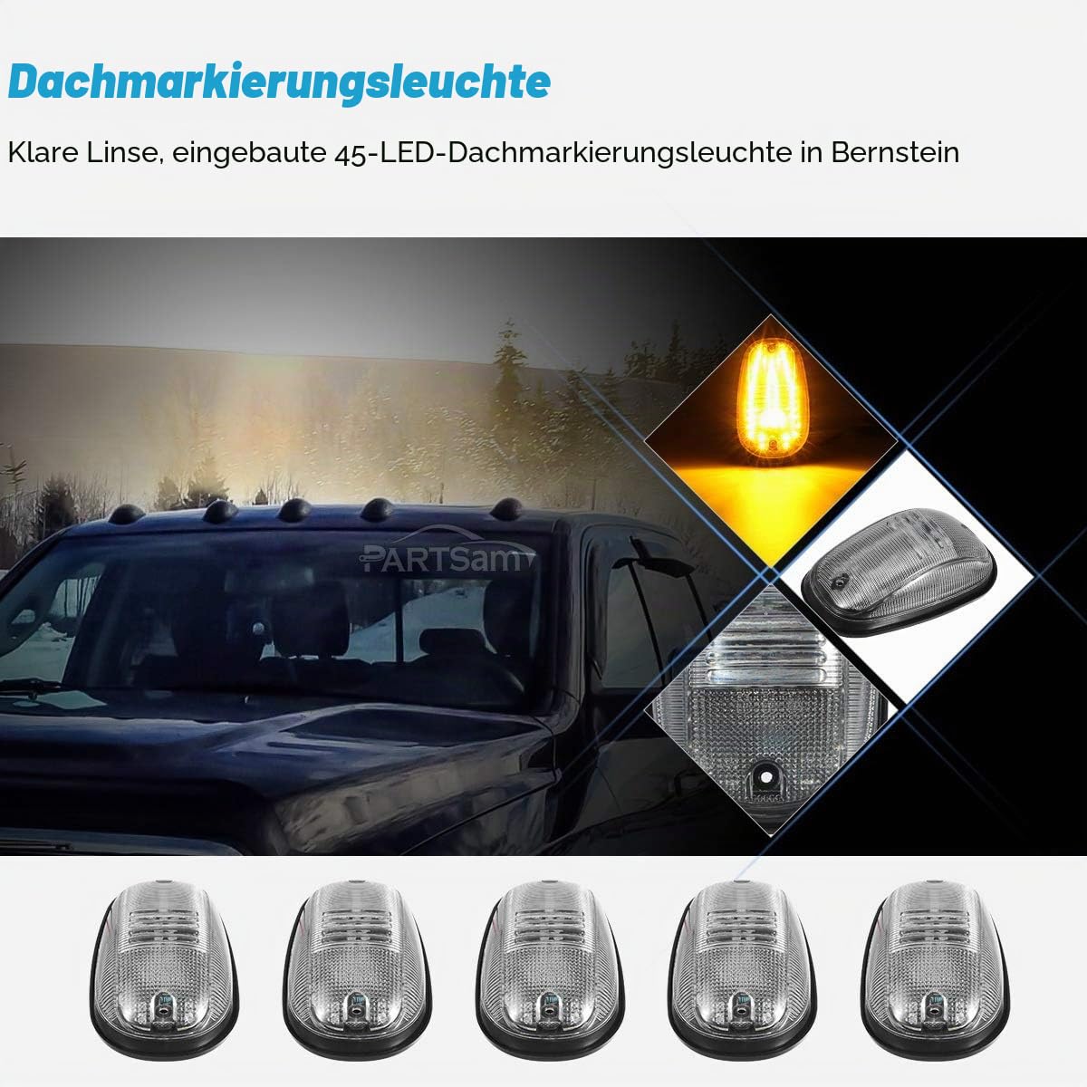 Partsam 5 x Dachleuchten für Dodge Ram 1500 2500 3500 4500 5500 Pickup 2003 2004 2005 2006 2007 2008 2009 2010 2011 2011 20111 2011 2011 2 201 3 2014 2015 2016 2017 2018
