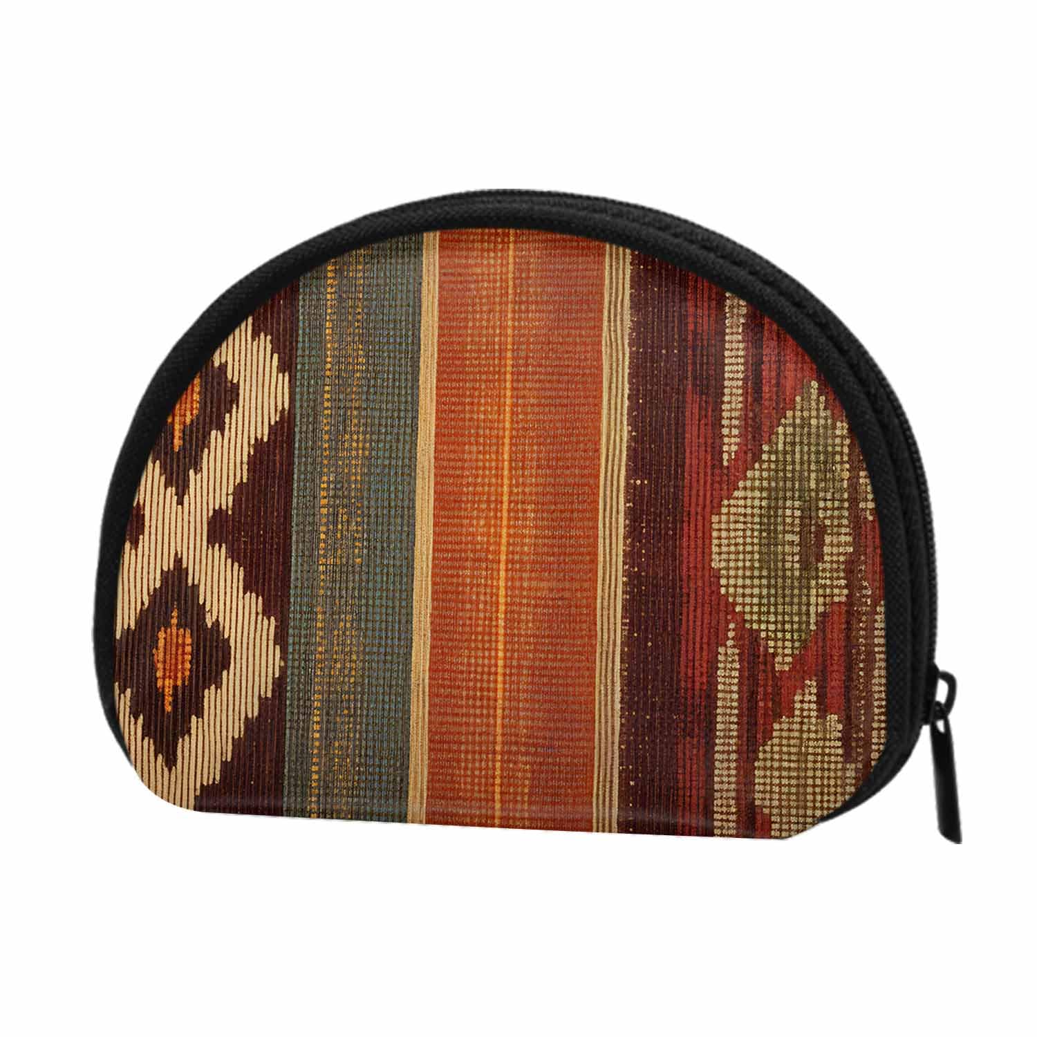 IBILIU Small Coin Purse Navajo Style Native American Style Southwest American Orange Grey Mini Wallet Coin Pouch Change Purse For Women Men